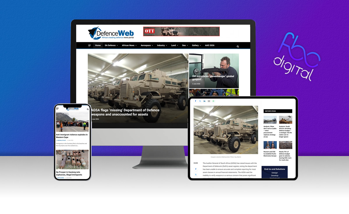 defenceWeb website design — defence media platform by FBC Digital