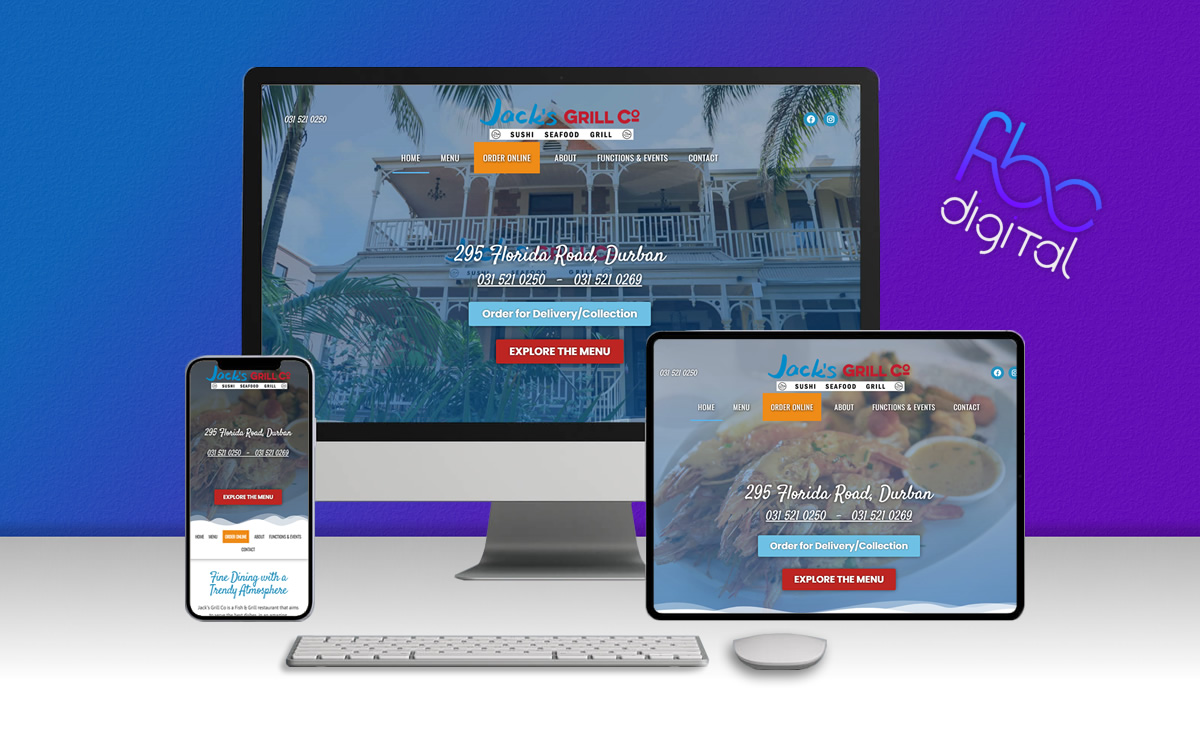 Jack's Grill Co website design — Durban restaurant by FBC Digital